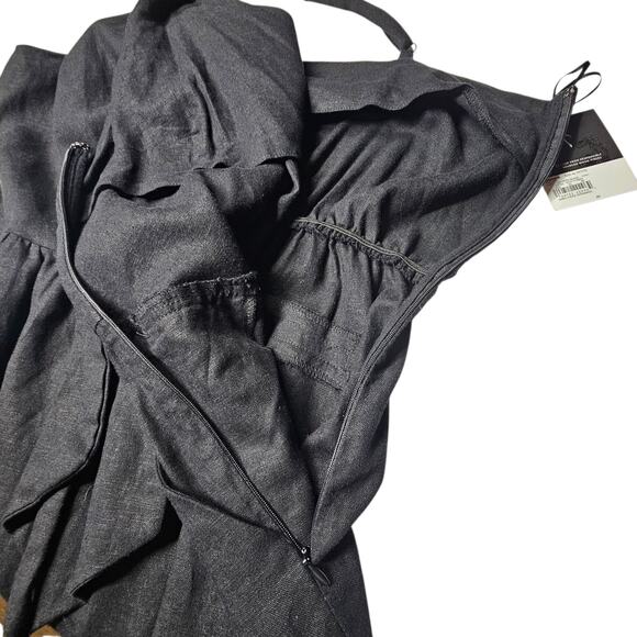 Simply Vera Vera Wang Tie Front Black Linen Blend Jumpsuit NWT Size XL Petite - Picture 9 of 11